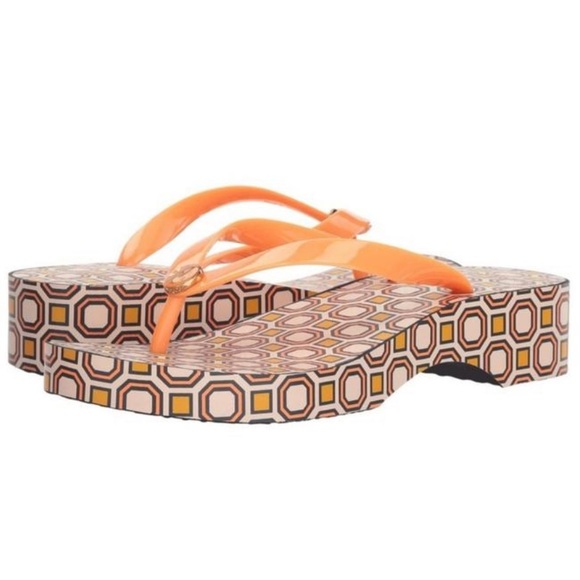 Tory Burch Shoes - Tory Burch Carved Wedge Octagon Print Sandals 8